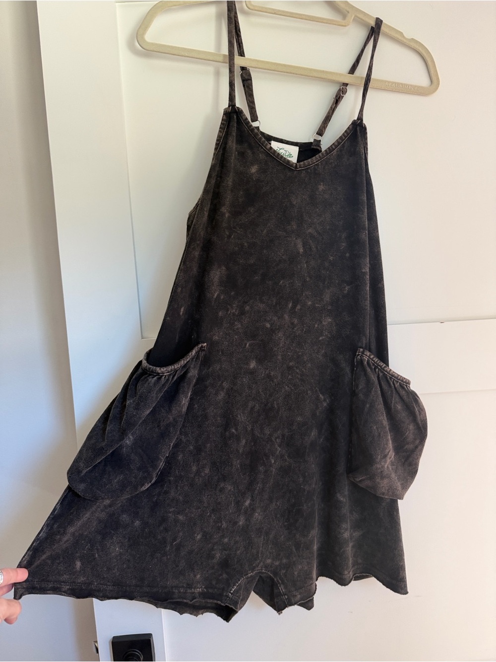 Washed Black Sleeveless Pocket Romper Very J small